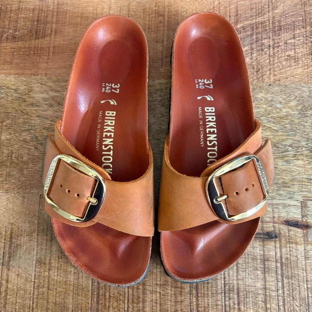 Birkenstock Madrid Big Buckle Slide Sandal Size 37 Burnt Orange GUC - Picture 1 of 8